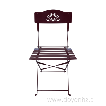 Outdoor Metal Folding Slat Chair with Fanned Pattern